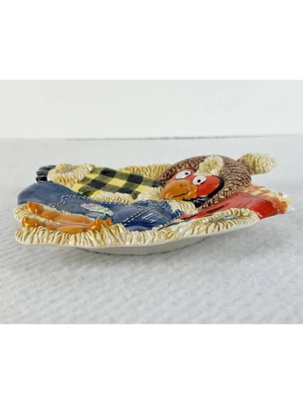 Fitz and Floyd Plate Scary Crow Canape Candy Wall Halloween Autumn 3D Retired